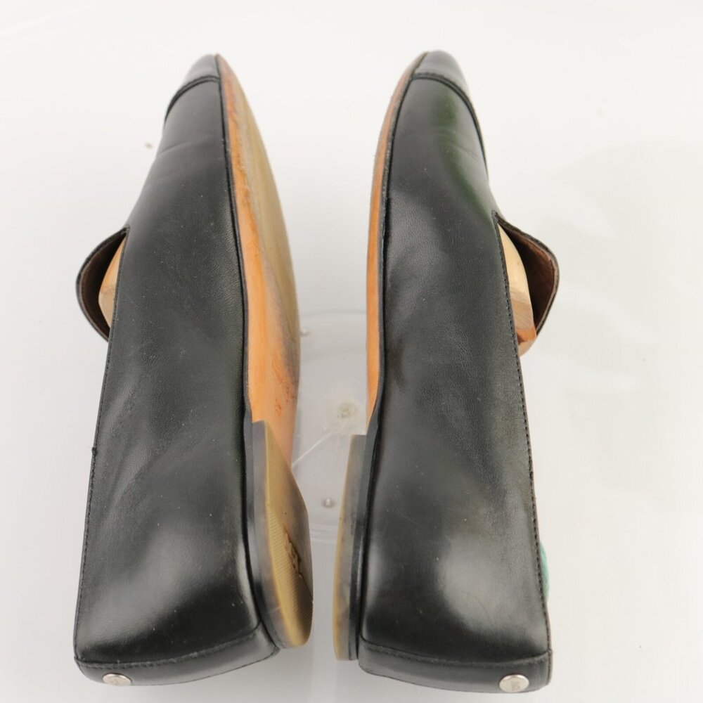 AGL Womens Loafer Size 37 7 Black Leather Pointed Cap Toe SlipOn Flat Shoe Italy - Picture 7 of 11